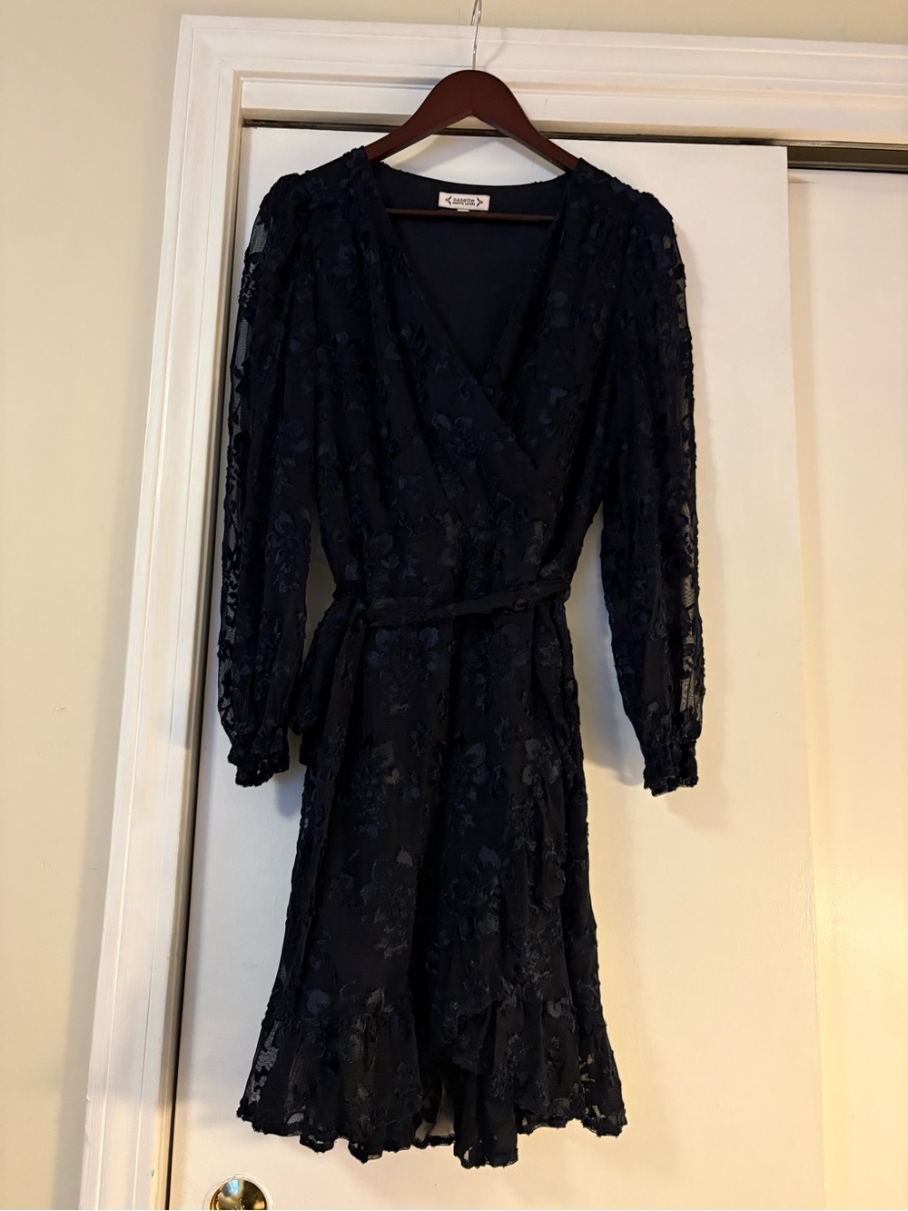Women's Nanette Lepore Long Sleeve Velvet Burnout Wrap Dress Sz.12